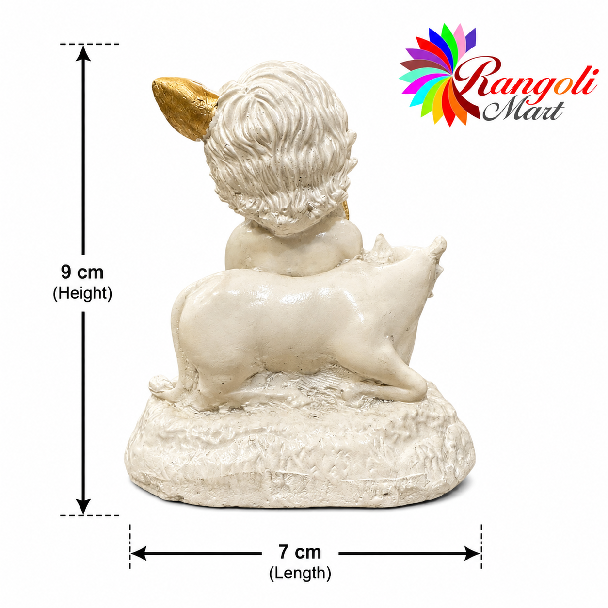 Baby Krishna with Cow Car Dashboard Idol