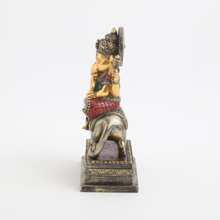 Lord Ganesha Sitting on Mushak Idol