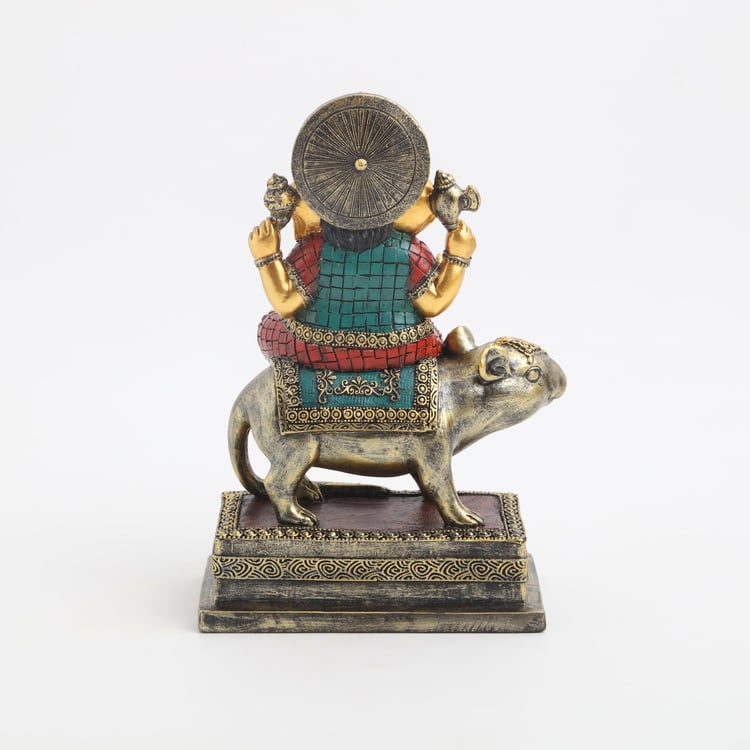 Lord Ganesha Sitting on Mushak Idol