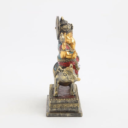 Lord Ganesha Sitting on Mushak Idol