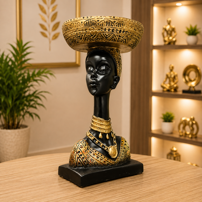 African Lady Decorative Bust Showpiece Set of 2
