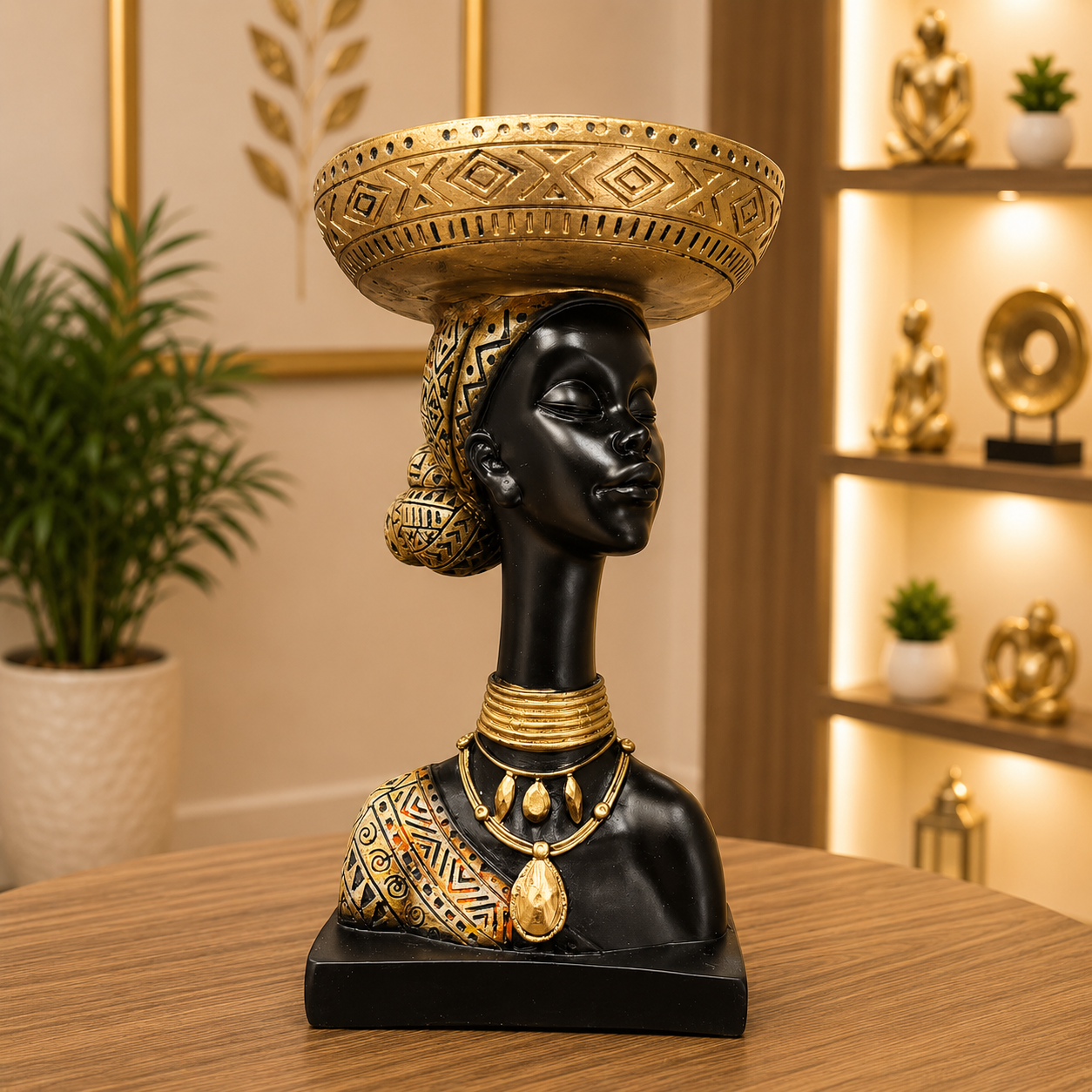 African Lady Decorative Bust Showpiece Set of 2