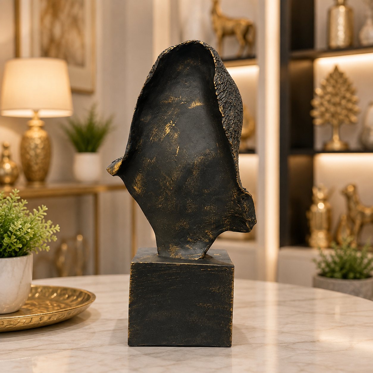 Luxury Gorilla Bust Statue with Artistic Coin Design