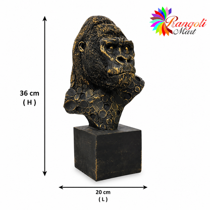 Luxury Gorilla Bust Statue with Artistic Coin Design