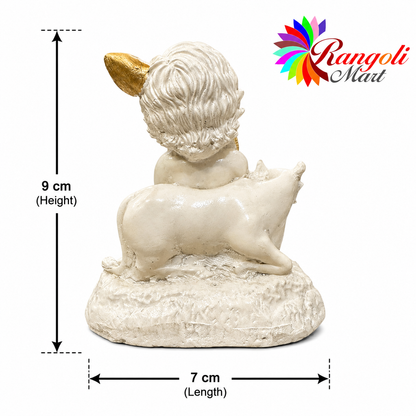 Baby Krishna with Cow Car Dashboard Idol