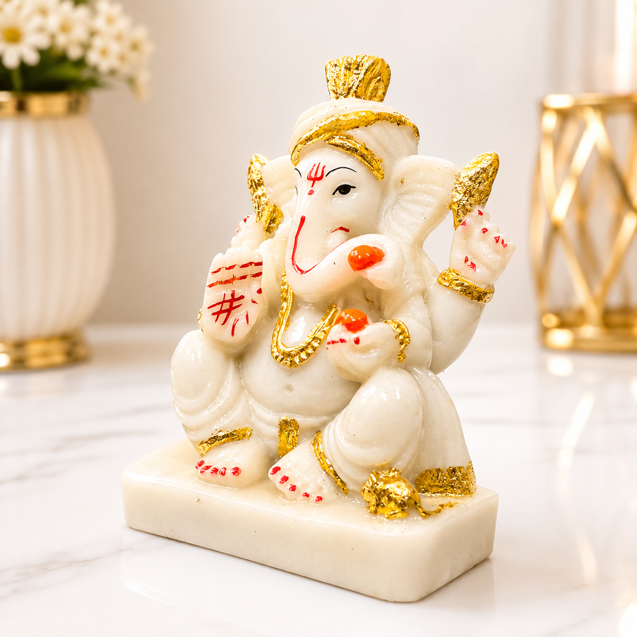 Luxury Gold Plated Lord Ganesha Idol