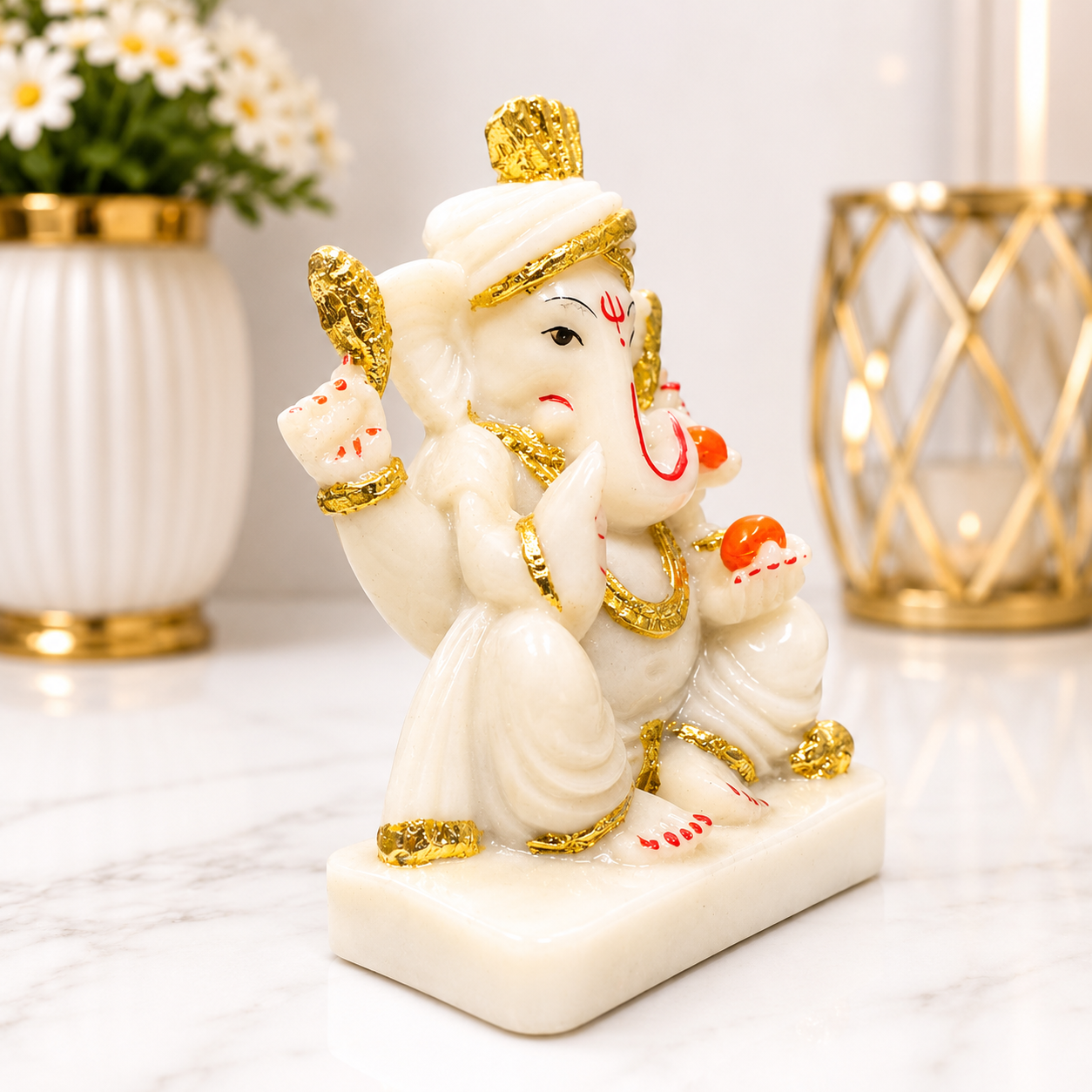 Luxury Gold Plated Lord Ganesha Idol