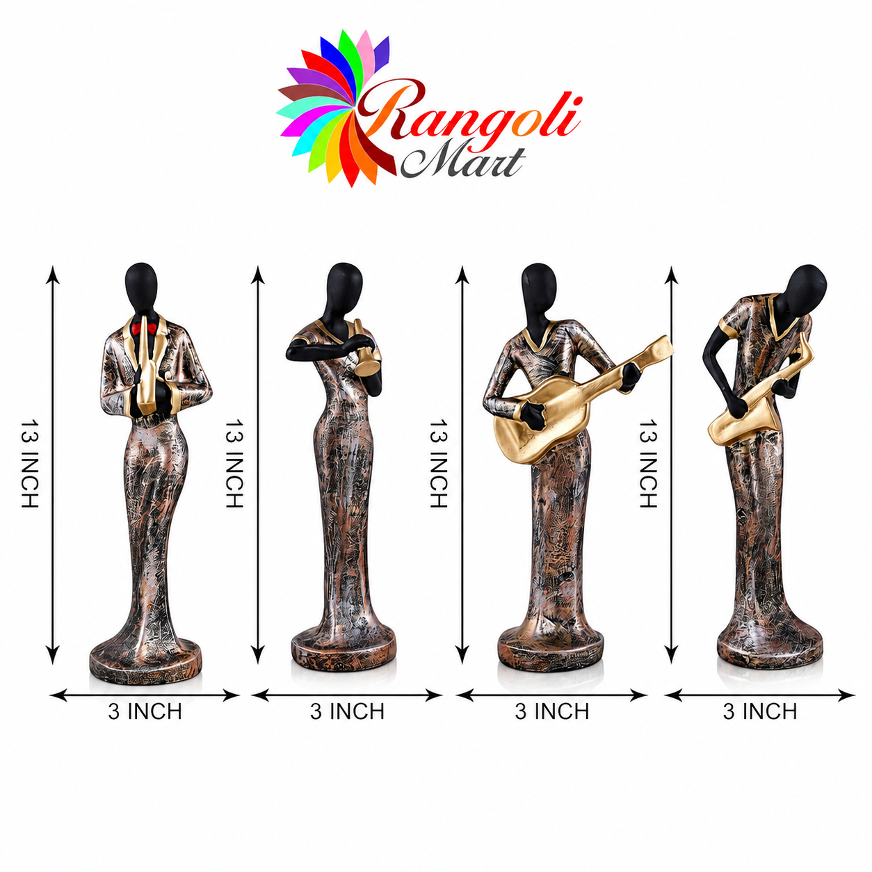 Premium Polyresin Musical Band Showpiece Set of 4