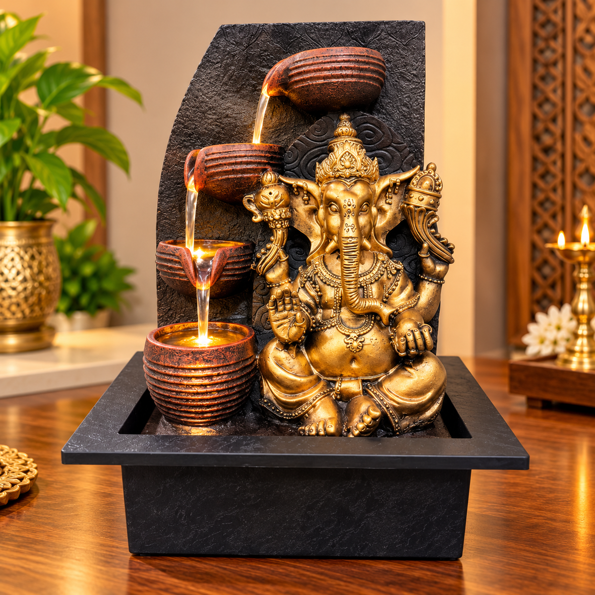 Divine Ganesha Cascading Fountain