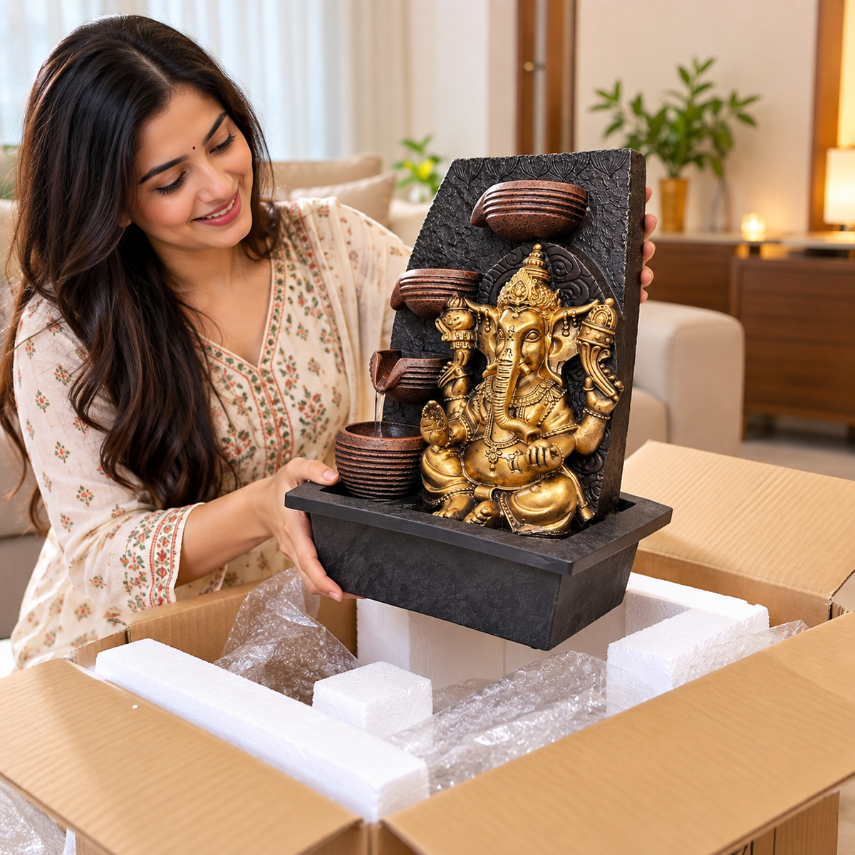 Divine Ganesha Cascading Fountain