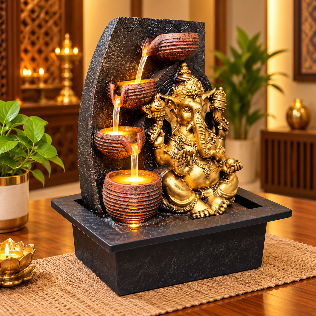 Divine Ganesha Cascading Fountain