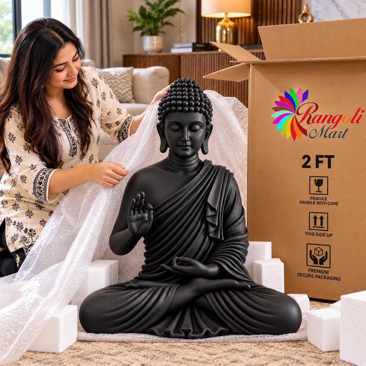 Mystical 2 Ft Blessing Buddha Figurine