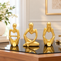 Golden Ceramic Abstract Figurines Set of 3