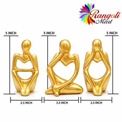 Golden Ceramic Abstract Figurines Set of 3