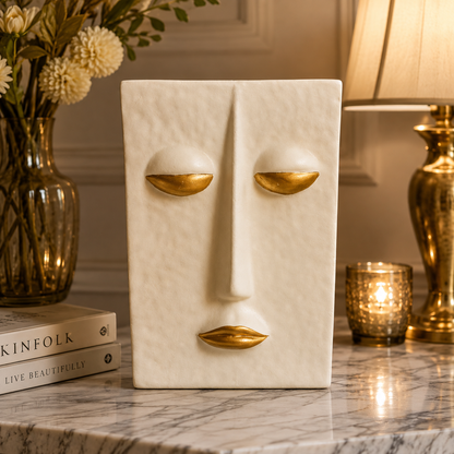 Elegant White Golden Face Planter