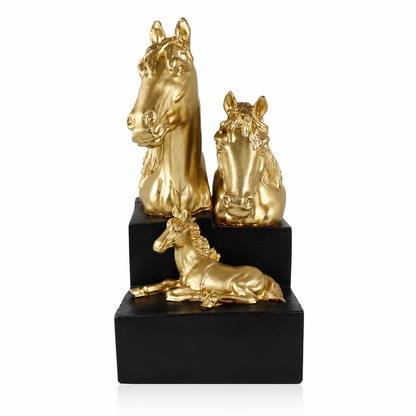 Golden Horse Family Sculpture