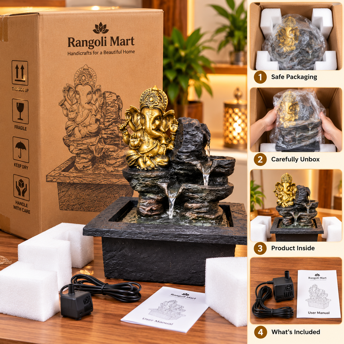 Lord Ganesha Rock Water Fountain