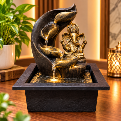 Ganesha Leaf Cascade Water Fountain
