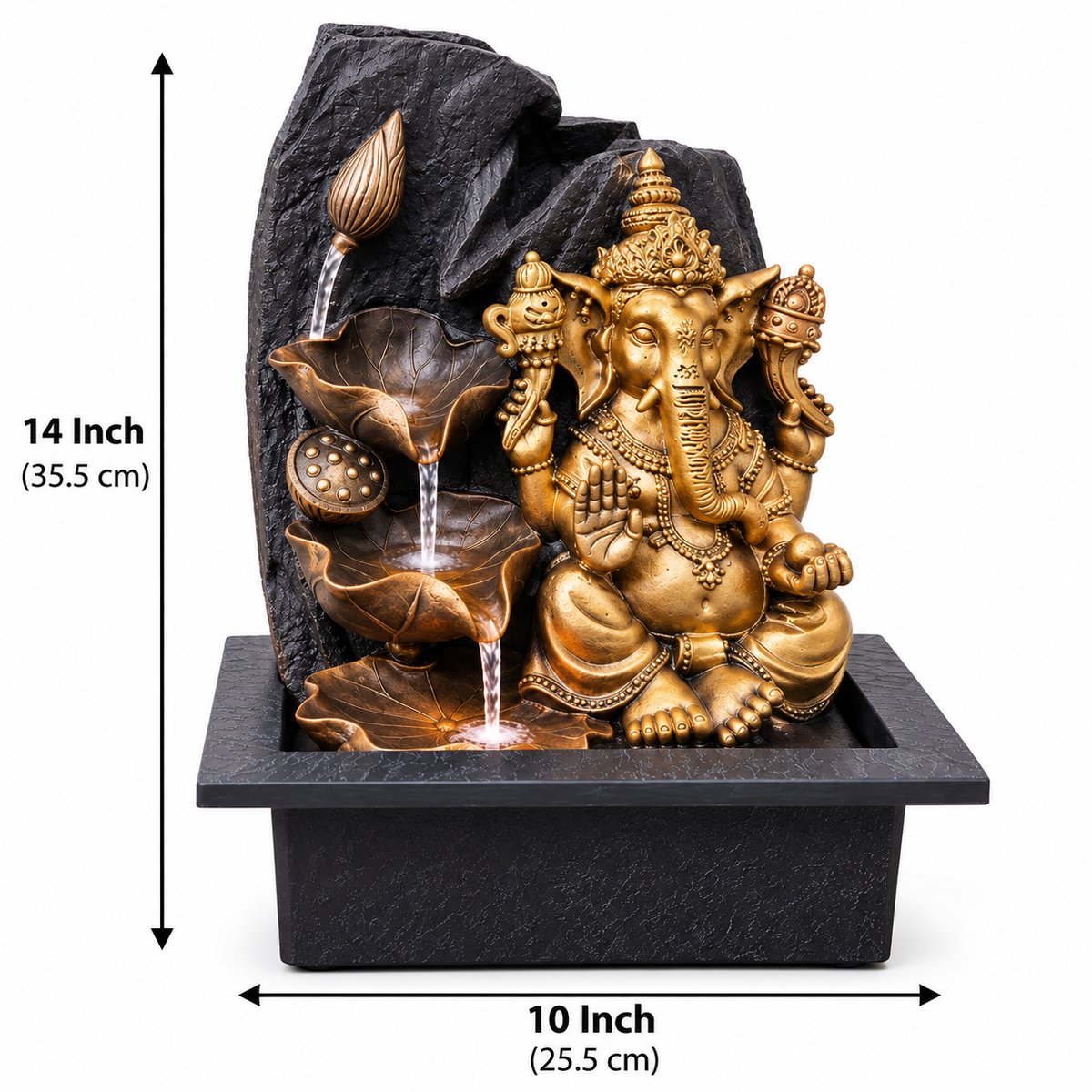 Lotus Cascade Ganesha Water Fountain